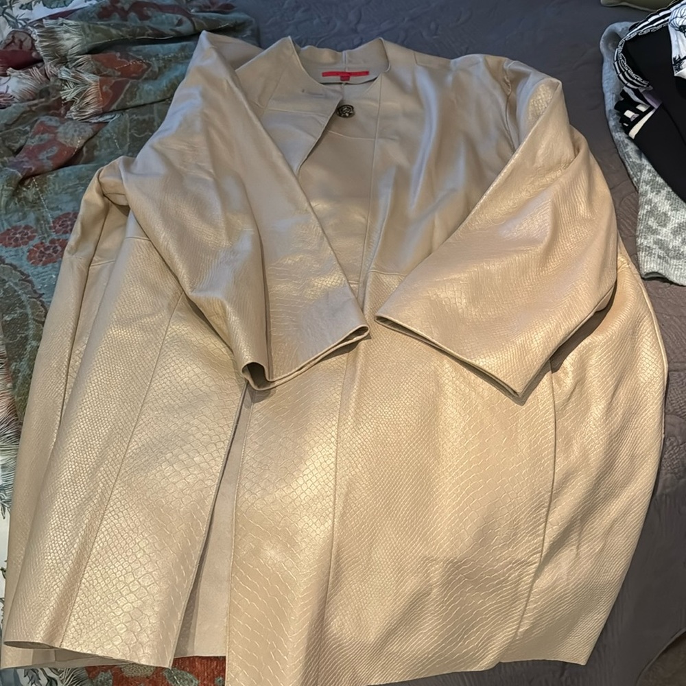 Shamask leather swing coat